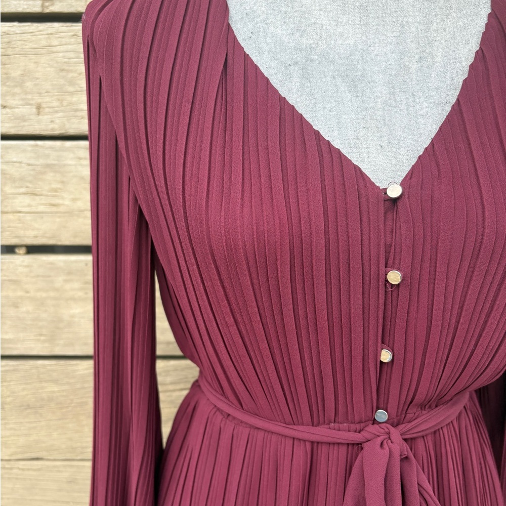 Ever New Burgundy Long Sleeve Dress Sz 4 - Picture 3 of 14